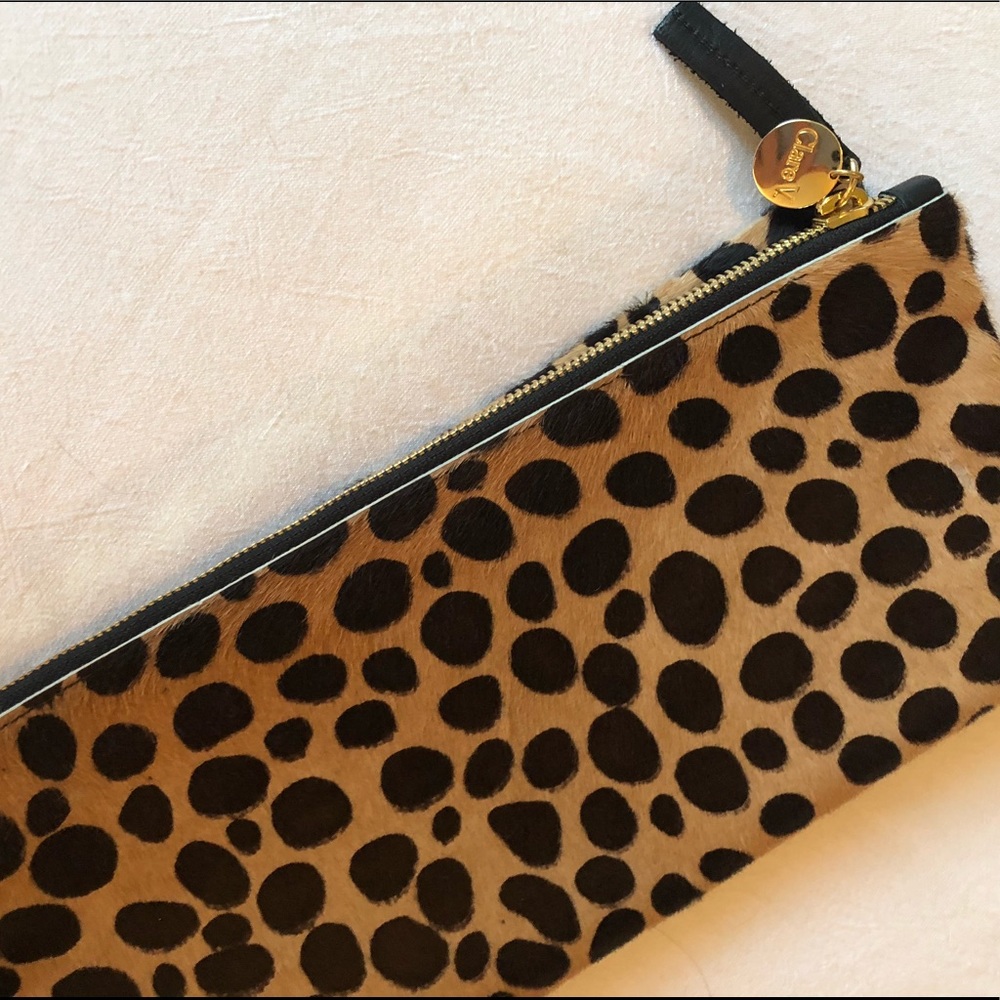 Clare V. Leopard fold over clutch